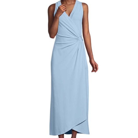 LANDS END Cotton Sleeveless Maxi DRESS Size: SMALL TALL New BLUE - Picture 1 of 5